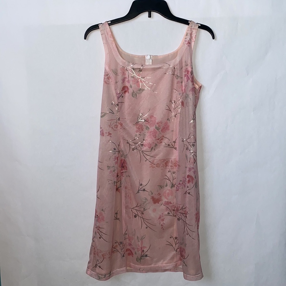 Pink Foral Sleeveless Lined Mini Sheath Dress